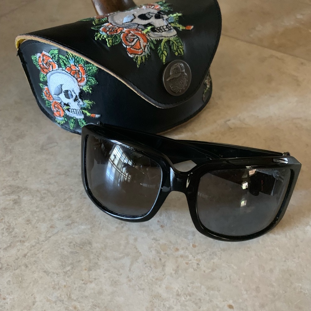 Ed Hardy sun glasses and case